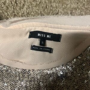 Miss Me Beige Sequin Blouse